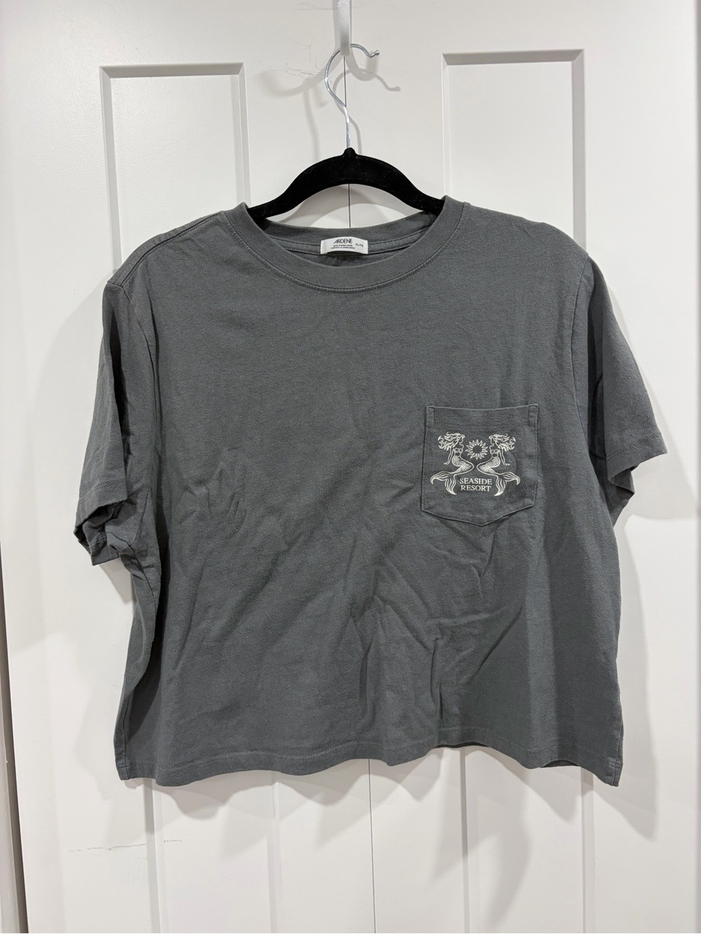 Ardene Charcoal Grey Crop Pocket Tee
